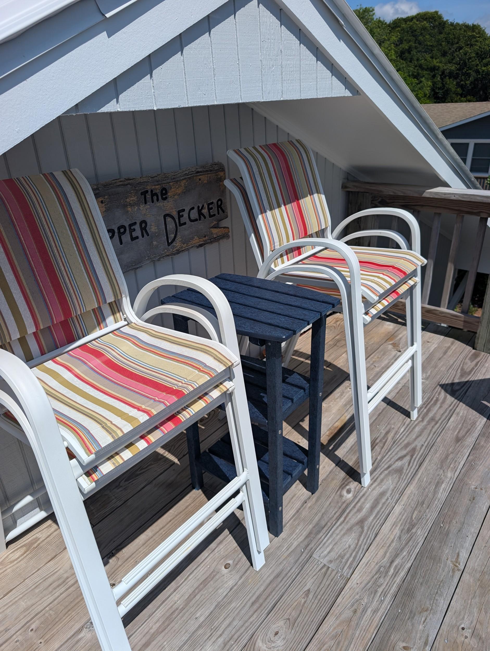 LCC-221 Patriot Blue Outdoor Side Table on deck