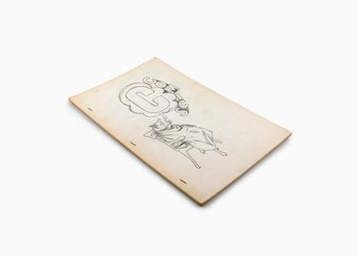 staplebound book with drawing of a pig