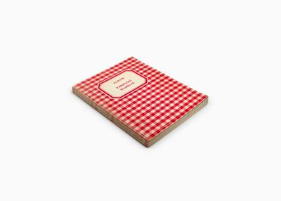 red and white checked book cover