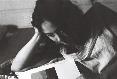 black and white photo of a girl