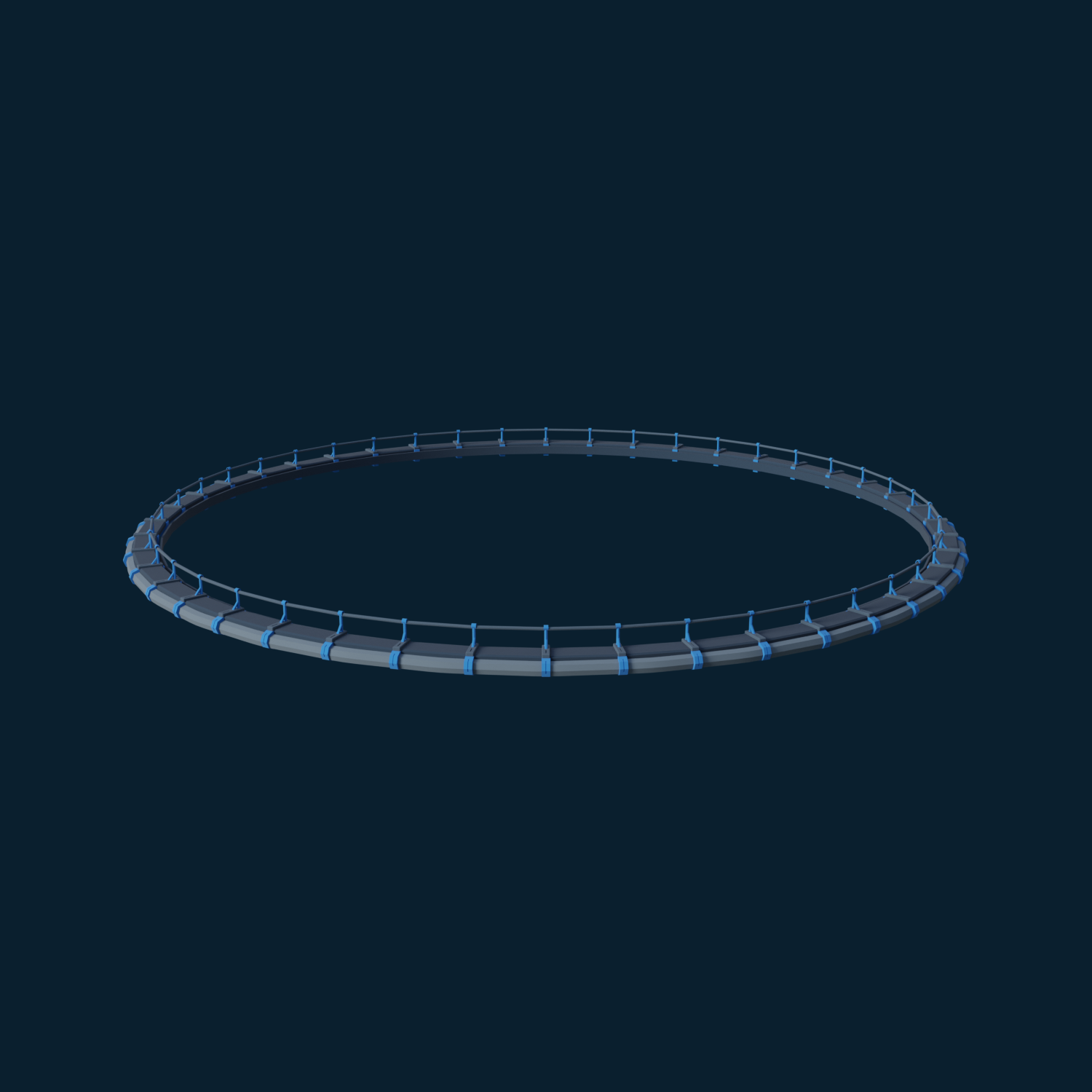 Circular aquaculture floating collar with integrated handrails and attachment points, designed for stable and safe fish cage installations.