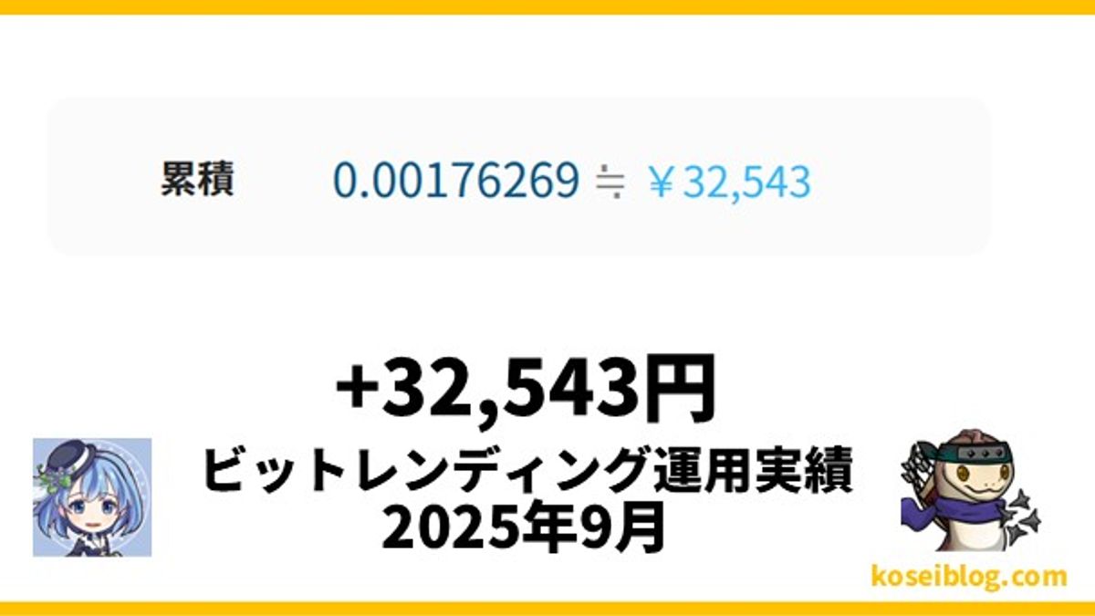 【2025年9月最新】ビットレンディング運用実績(運用益+32,543円)