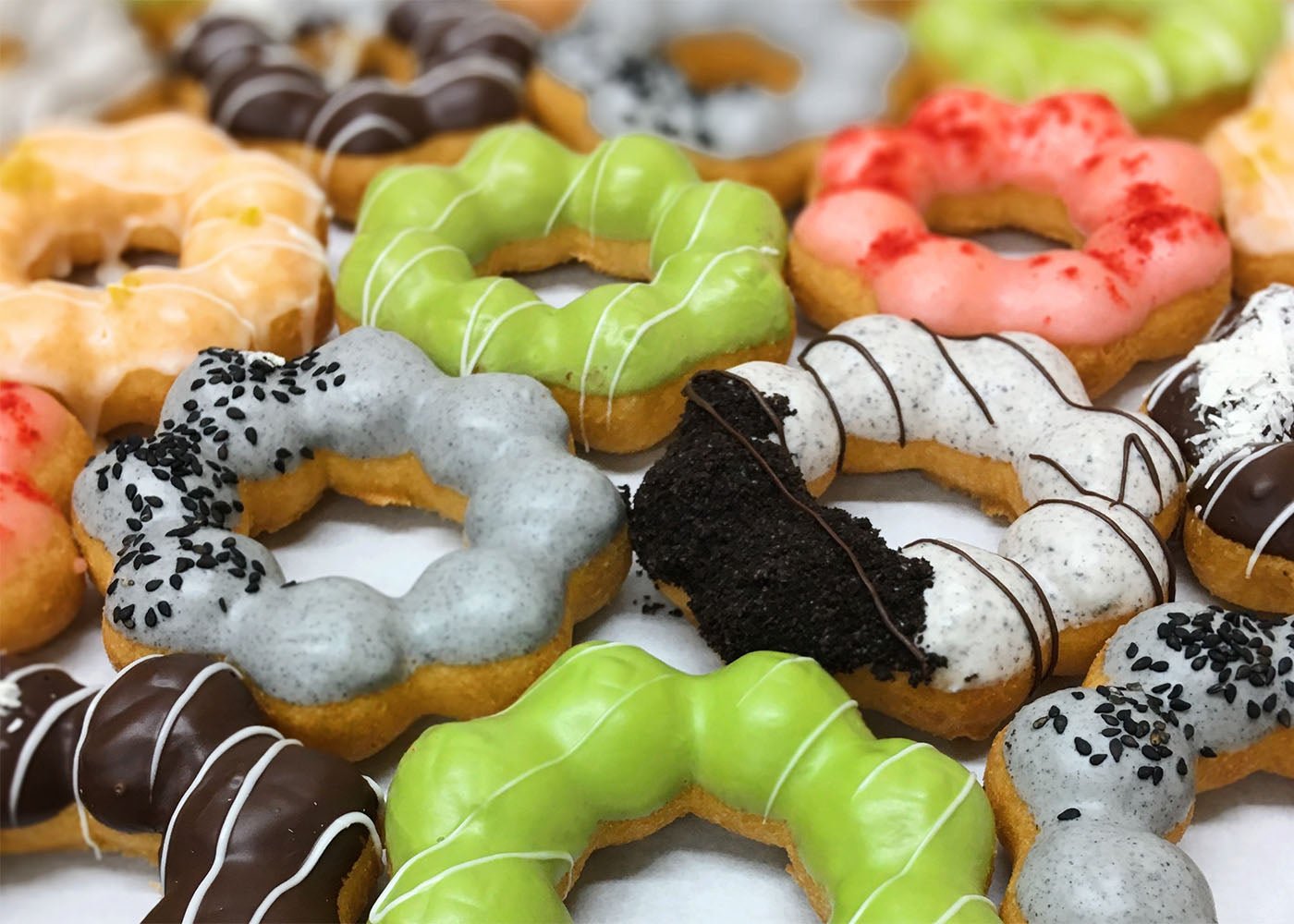 Colorful mochi donuts