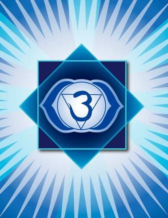 Ājñā (third-eye) chakra yantra — indigo lotus mandala