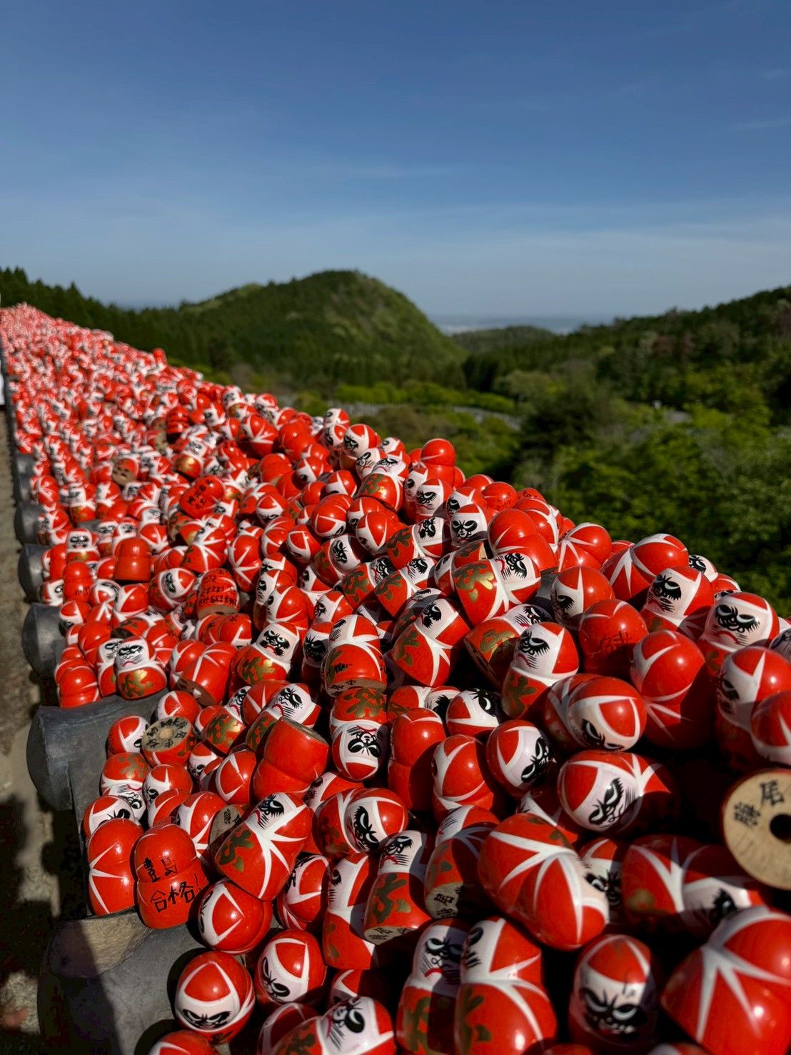 從高處俯瞰,整片山坡都是大家留下的達摩,壯觀程度第一次看真的會起雞皮疙瘩