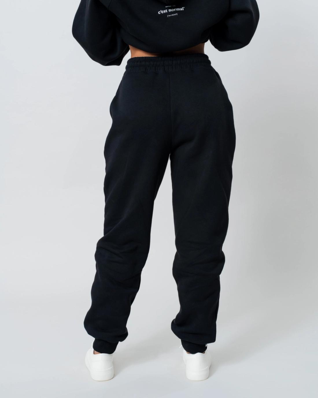 C Est Normal Sweatpants Men's Small Black Jogger Track Pants Cuffed  Streetwear 