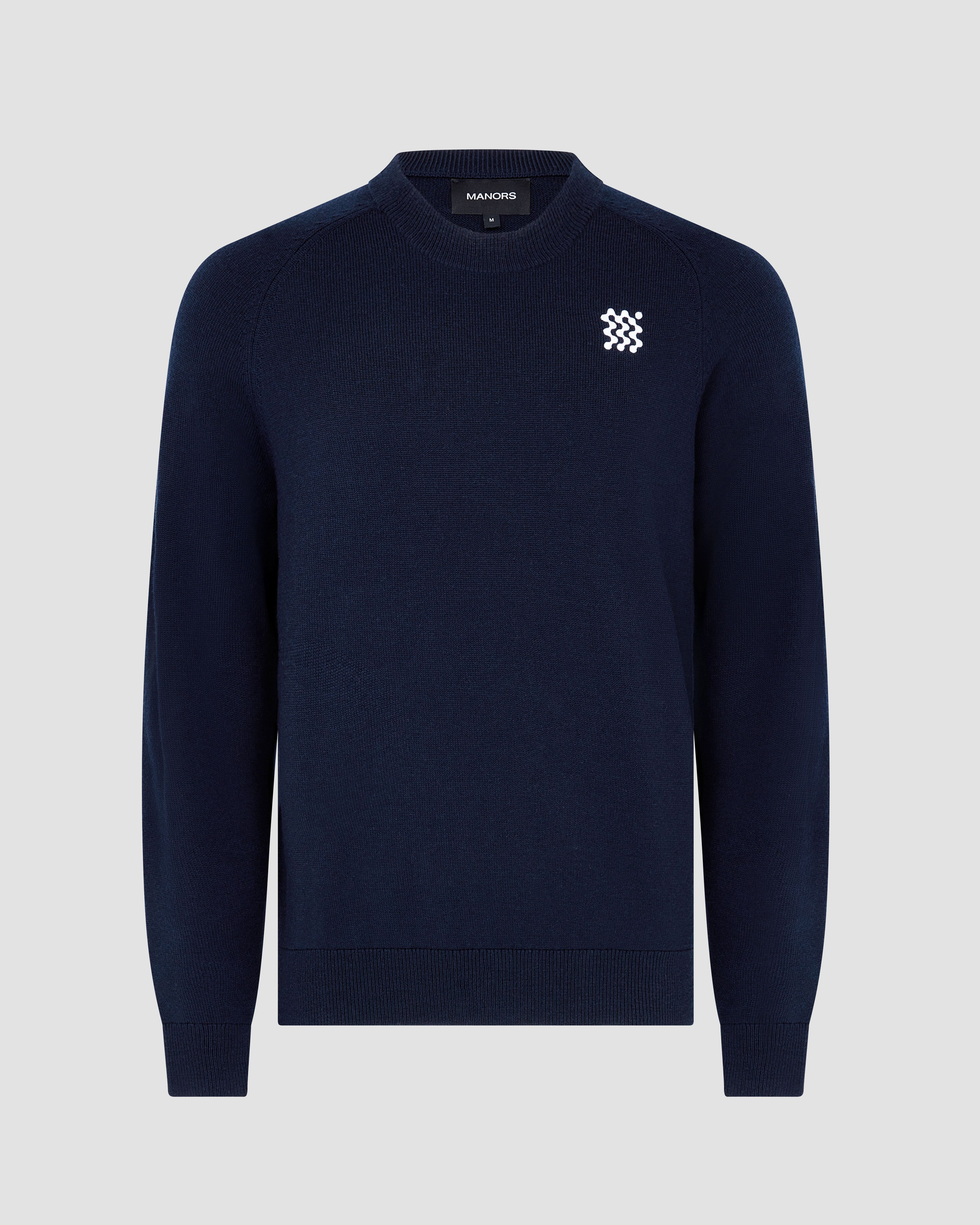 ブリーフィング　MERINO WOOL LOGO CREWNECK KNIT Relaxed fit pure Merino wool sweater - Creamy White | Benetton
