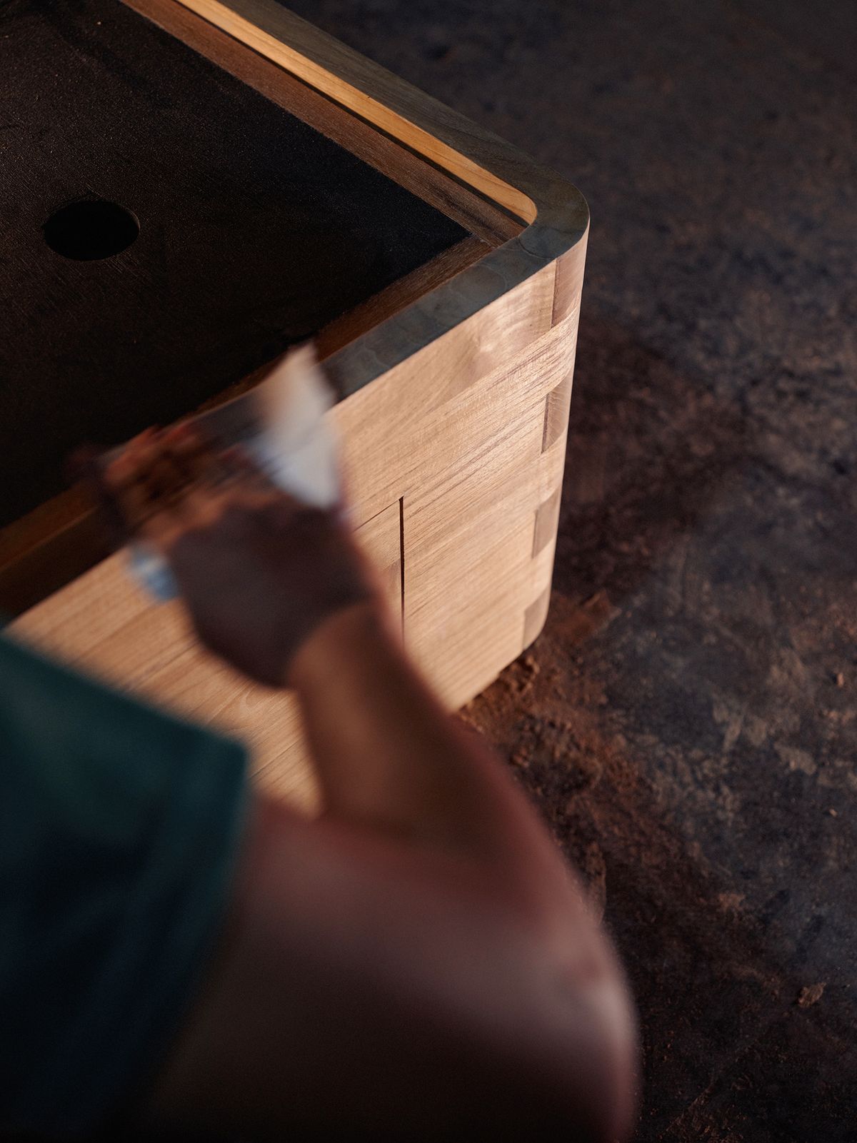 Person polishing furniture