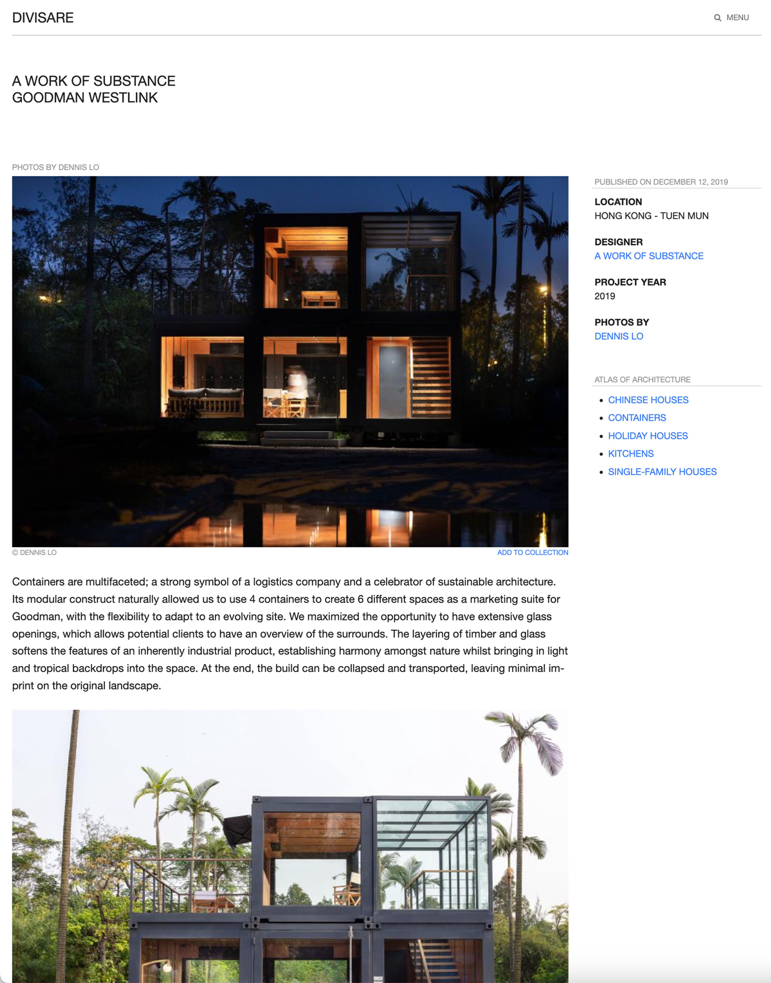 An illuminated modern container house with large windows set in a dark tropical forest.