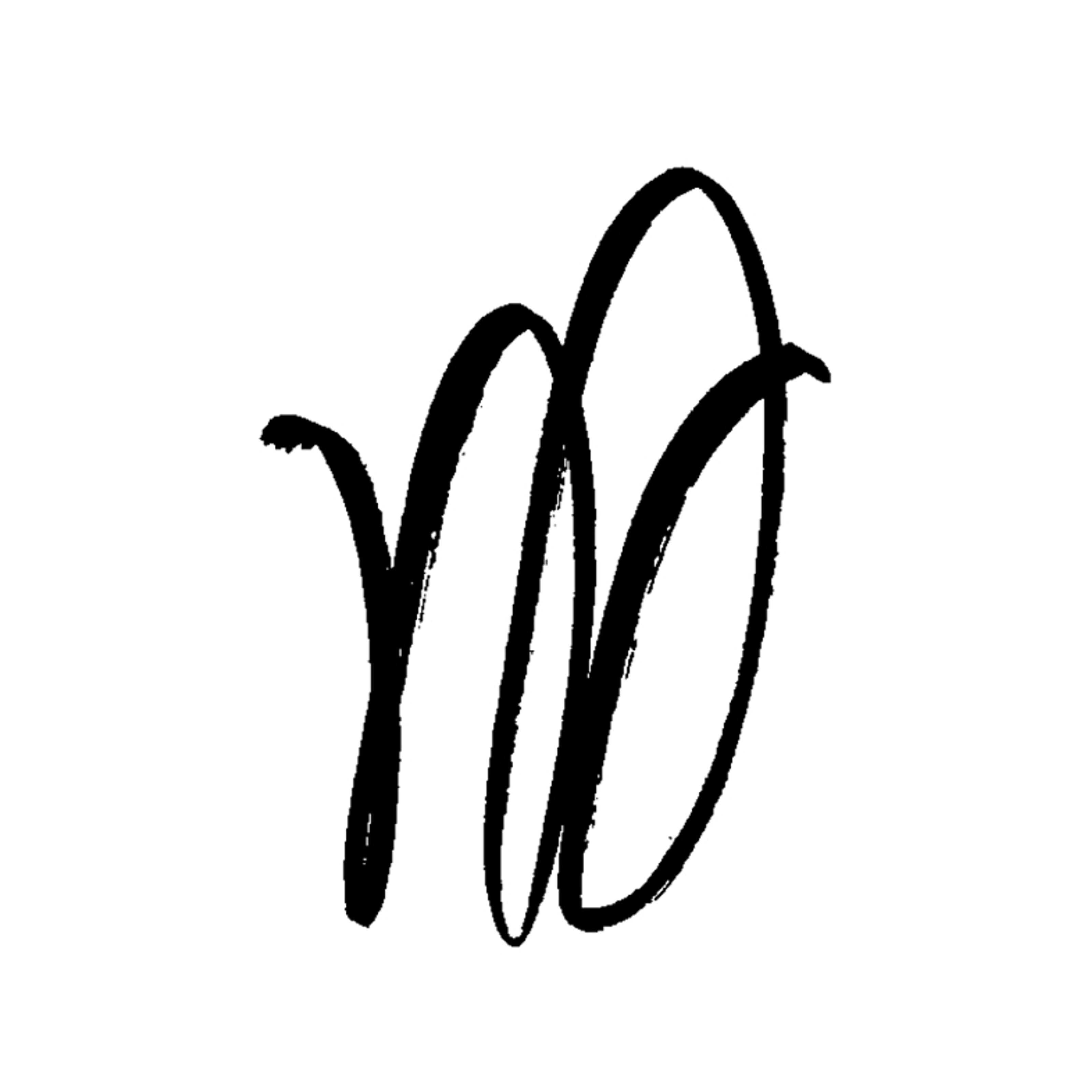 Stylized black Virgo zodiac symbol.