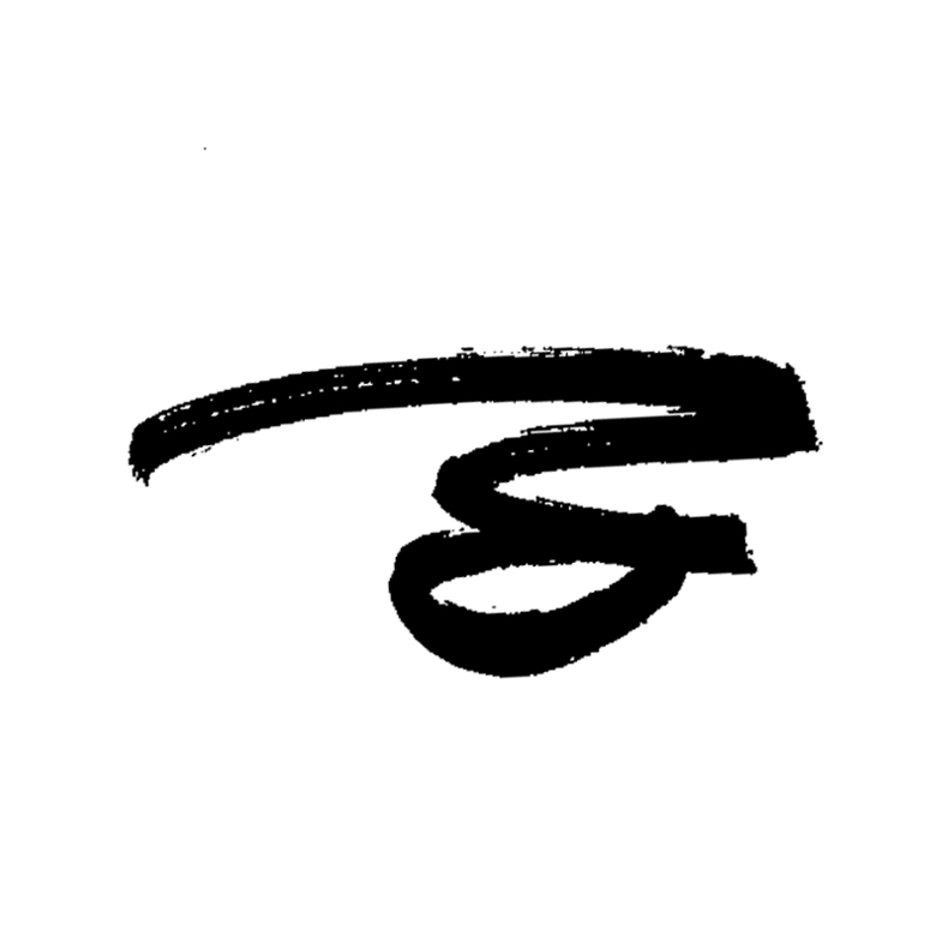 Abstract black textured brush strokes on a white background.