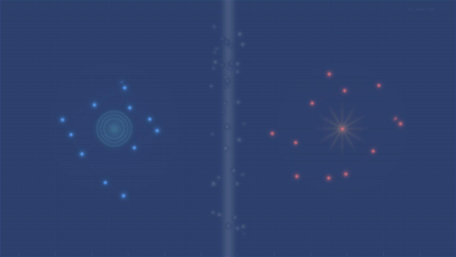 Shield and sword made of the same glowing circuit patterns facing each other against dark navy background