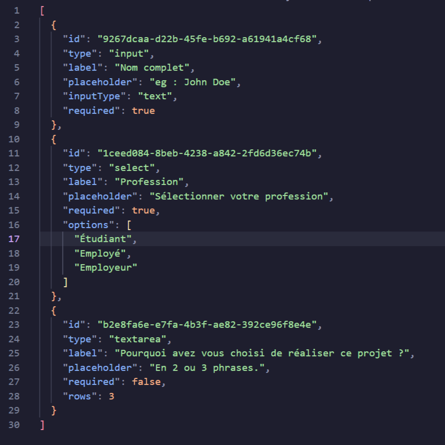 Exportation d'un formulaire