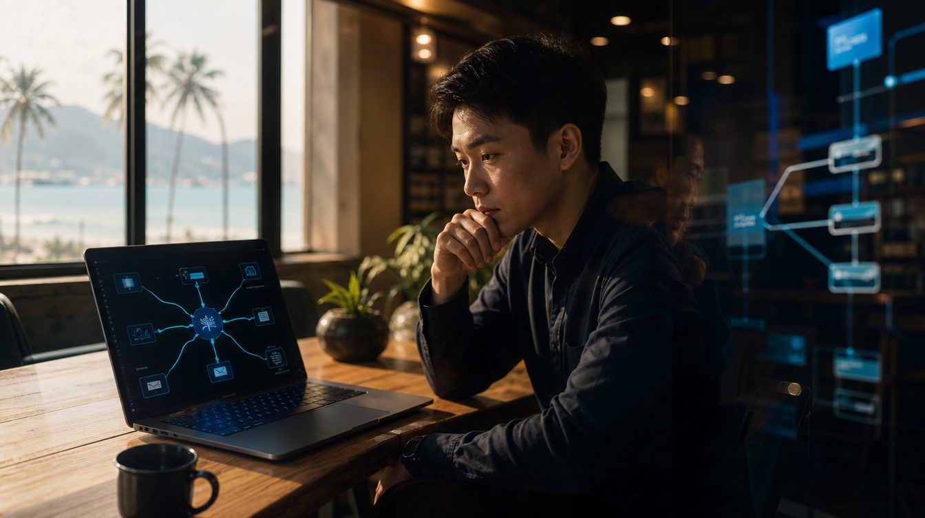 Bản đồ hệ sinh thái AI agent với các công cụ coding, research, email kết nối bằng giao thức chung