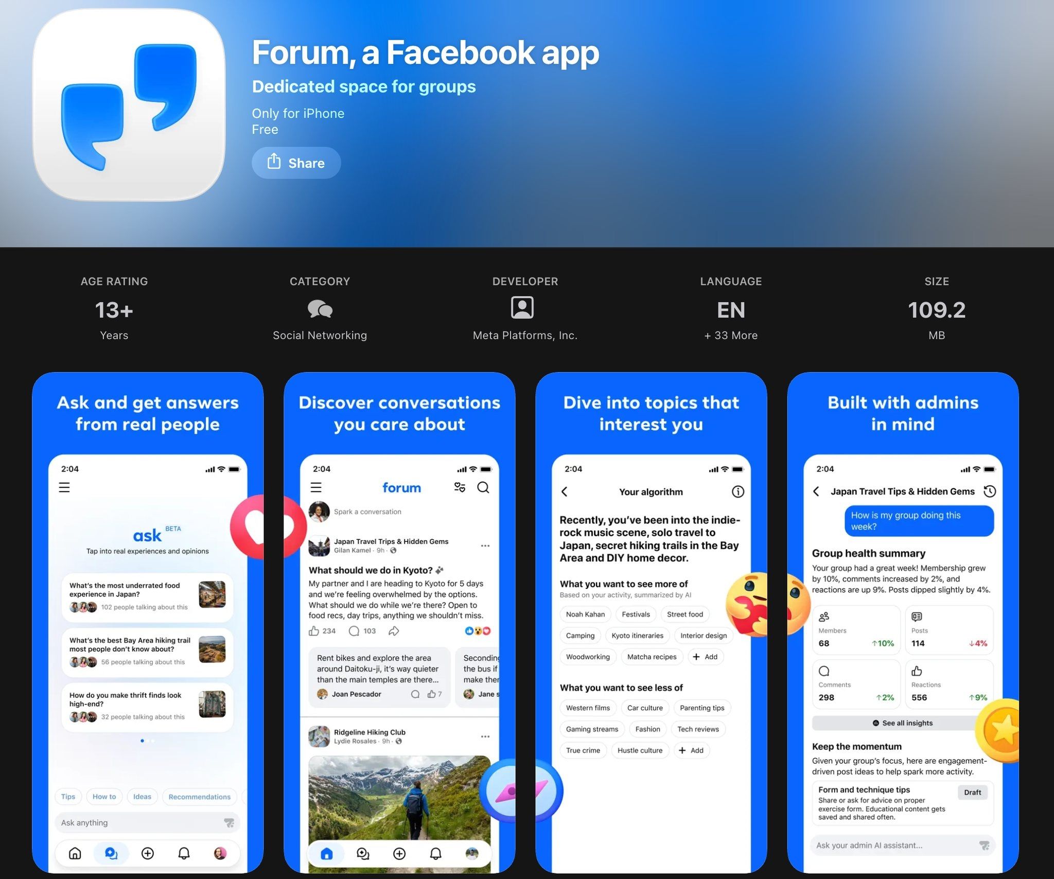 Screenshot App Store Forum app