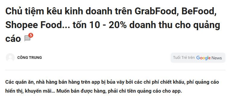 Chủ tiệm kêu kinh doanh trên GrabFood, BeFood, Shopee Food... tốn 10 - 20% doanh thu cho quảng cáo