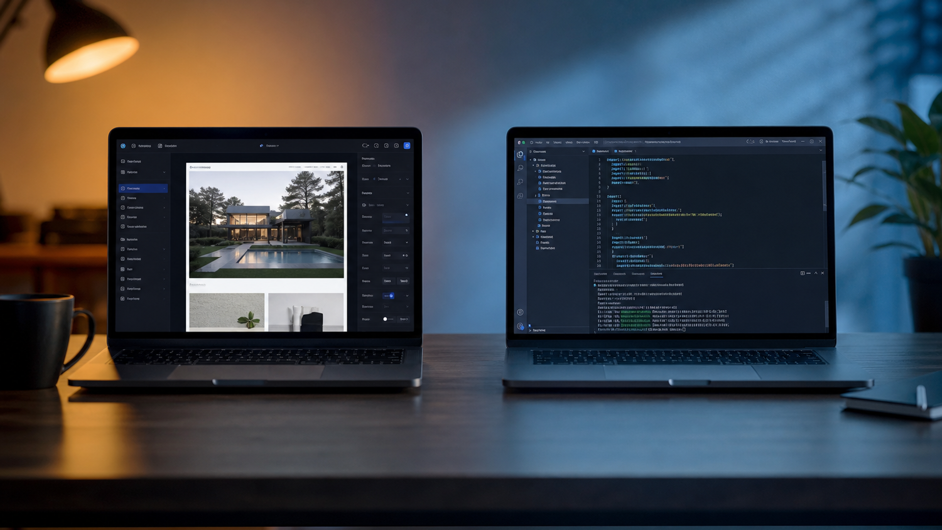Framer canvas on one screen and a Next.js code editor with Sanity studio on another