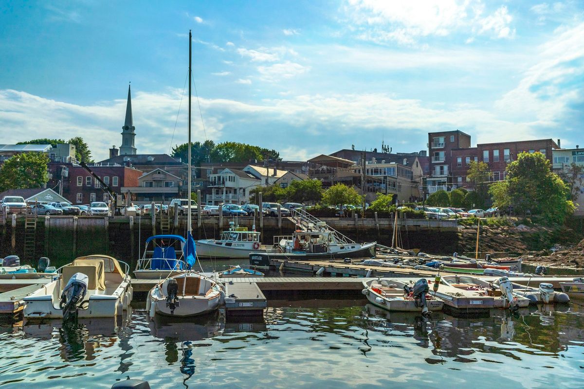 Camden Maine harbor with boats