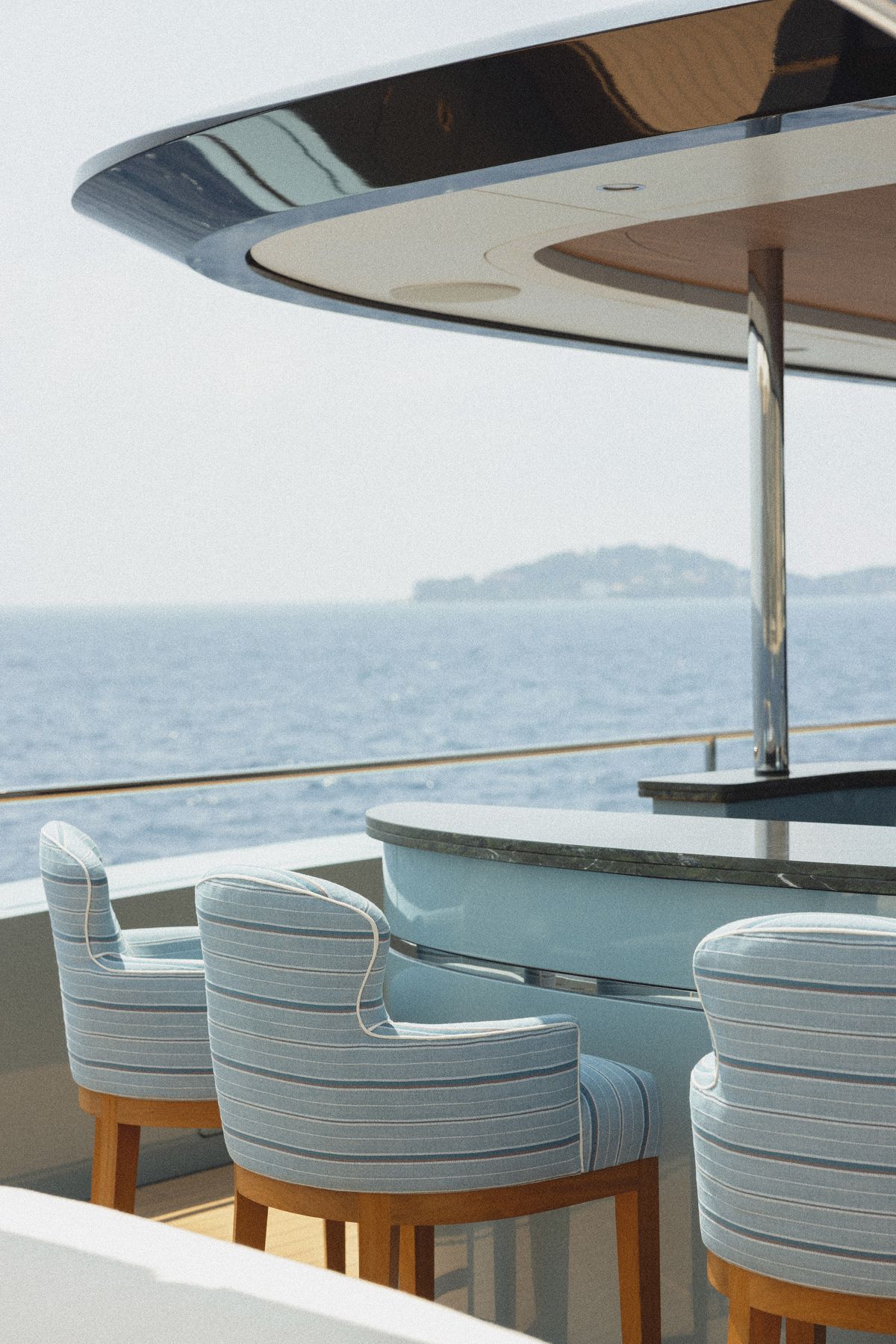 Sundeck bar seating on a superyacht — Photo: Armada Club