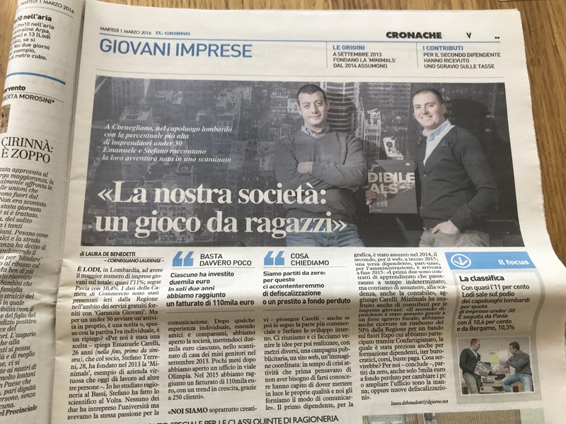 Articolo su Minimals di "Il Giorno"