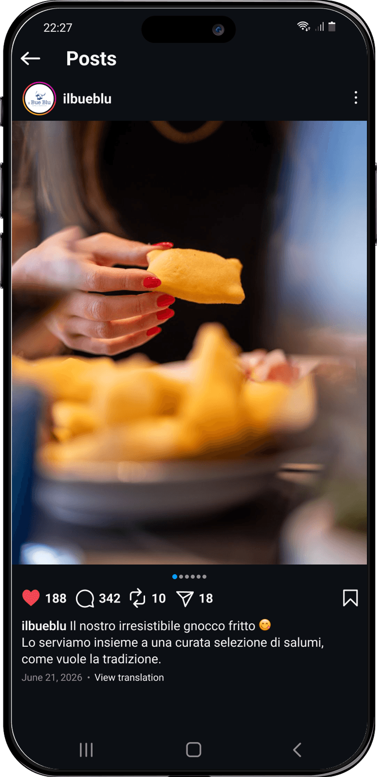 gnocco fritto il bue blu