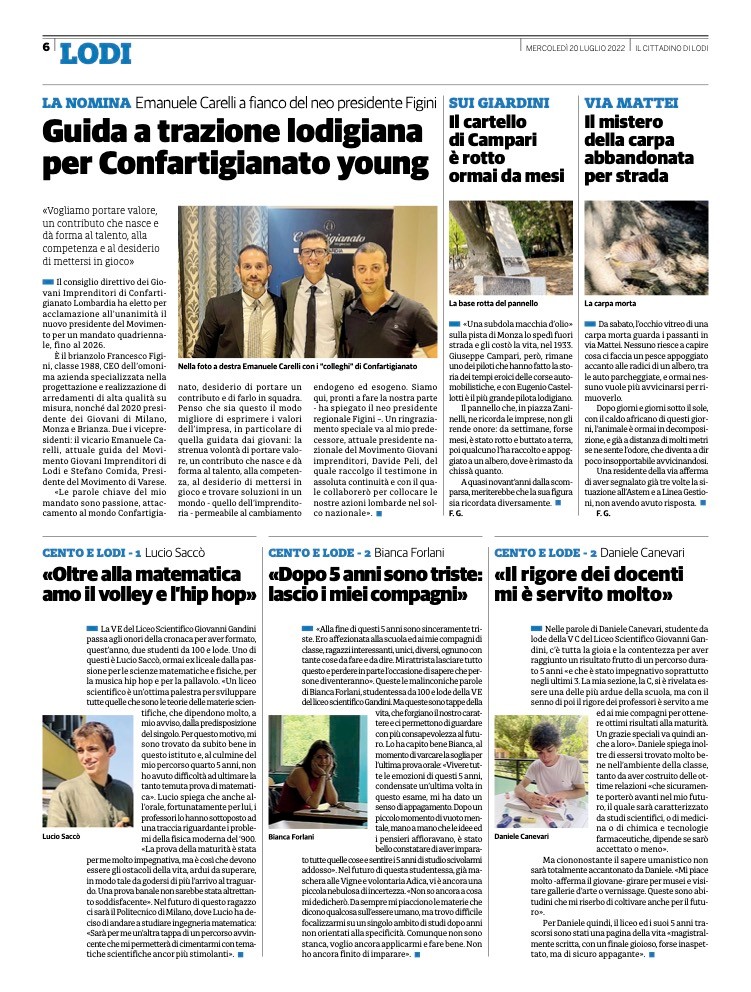 Articolo presidente Confartigianato