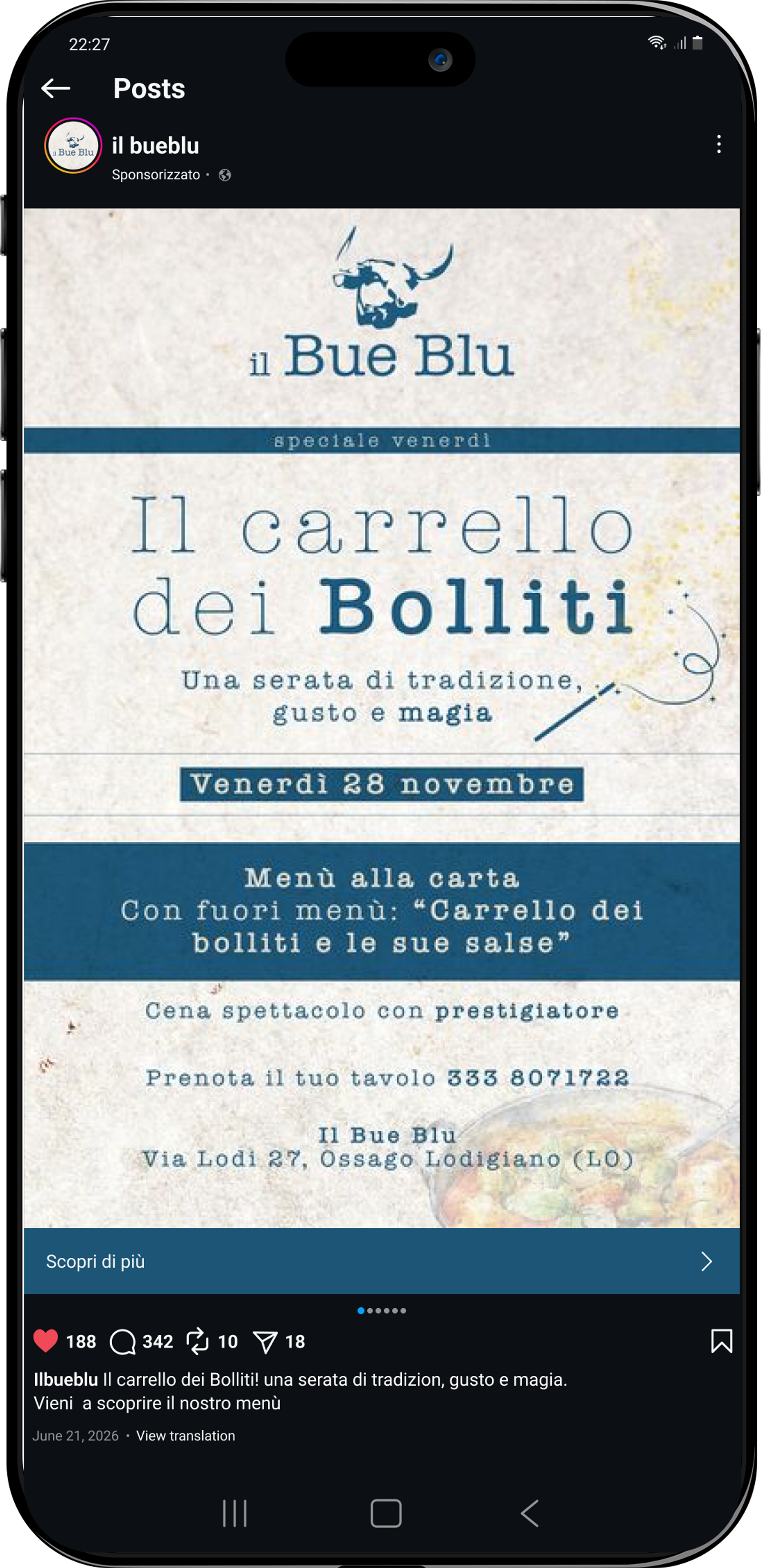 il bue blu adv