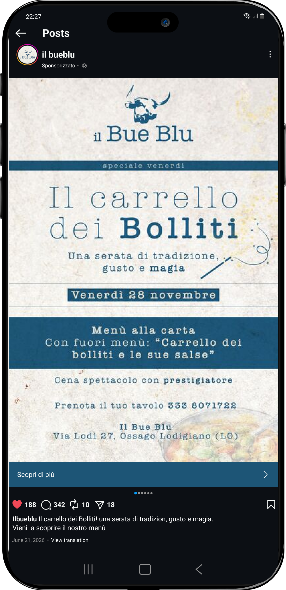 il bue blu adv