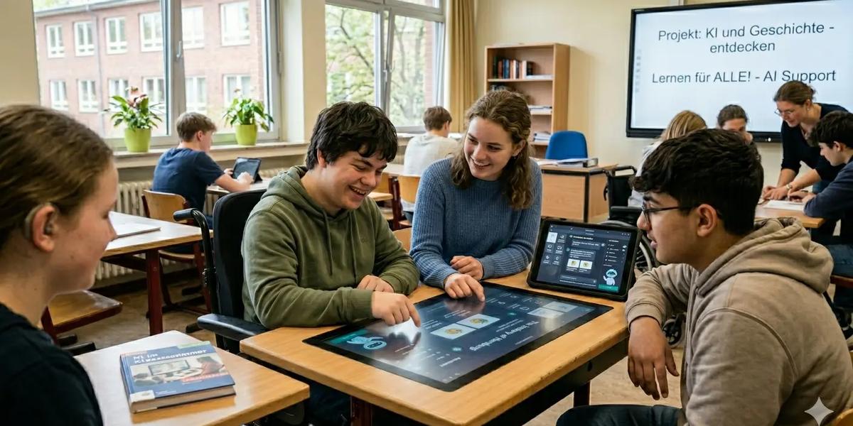 Ein Schüler erhält im Unterricht mithilfe von KI Unterstützung. Das ist Inklusion.
