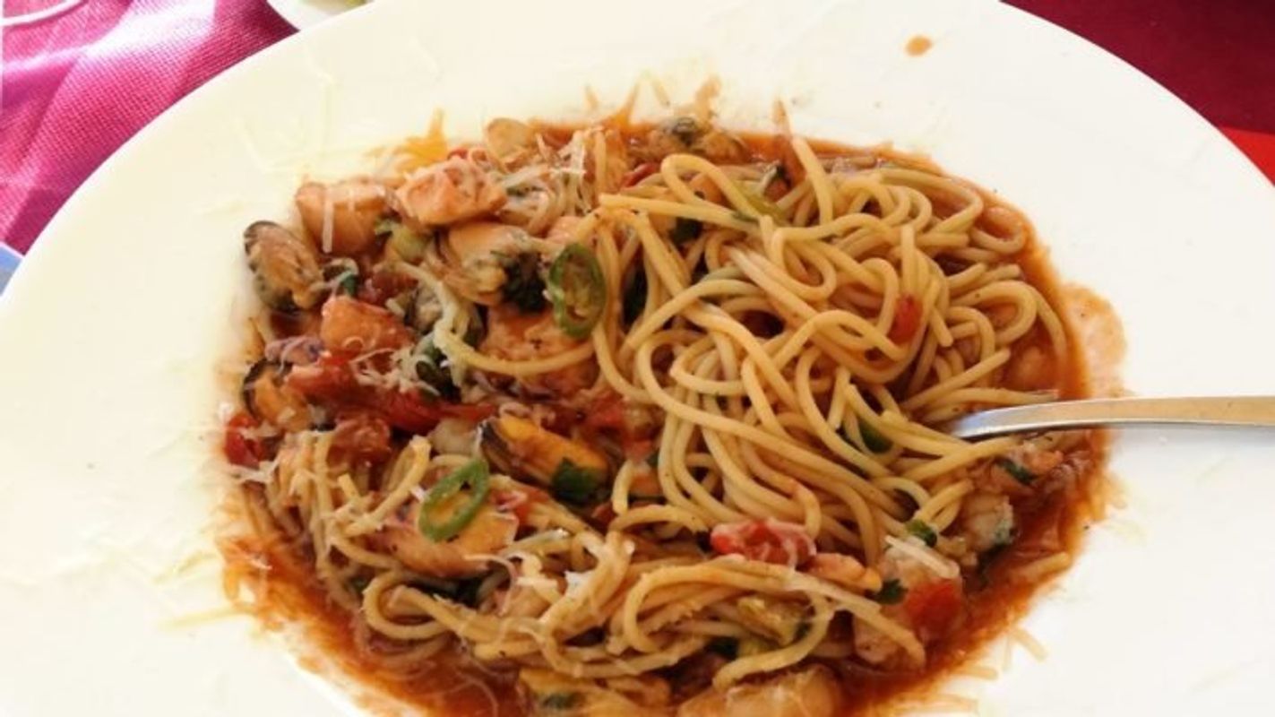 Pasta del Mar på Sal Y Pimienta, hvor chilien som krydderi er med stærkhedsgrad efter eget ønske