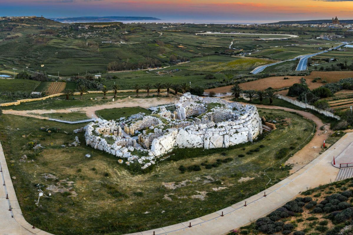 Utsikt över de imponerande Ggantija-templen i Xaghra på Gozo, som finns med på UNESCO:s världsarvslista