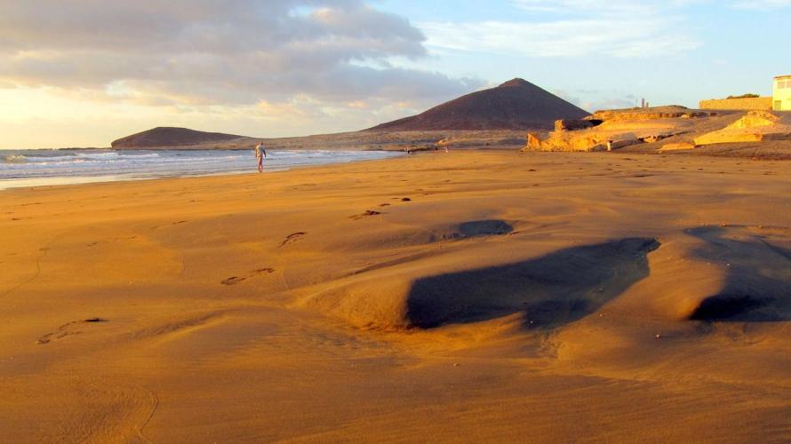 Utsikt over den fantastiske stranden i El Medano på Tenerife