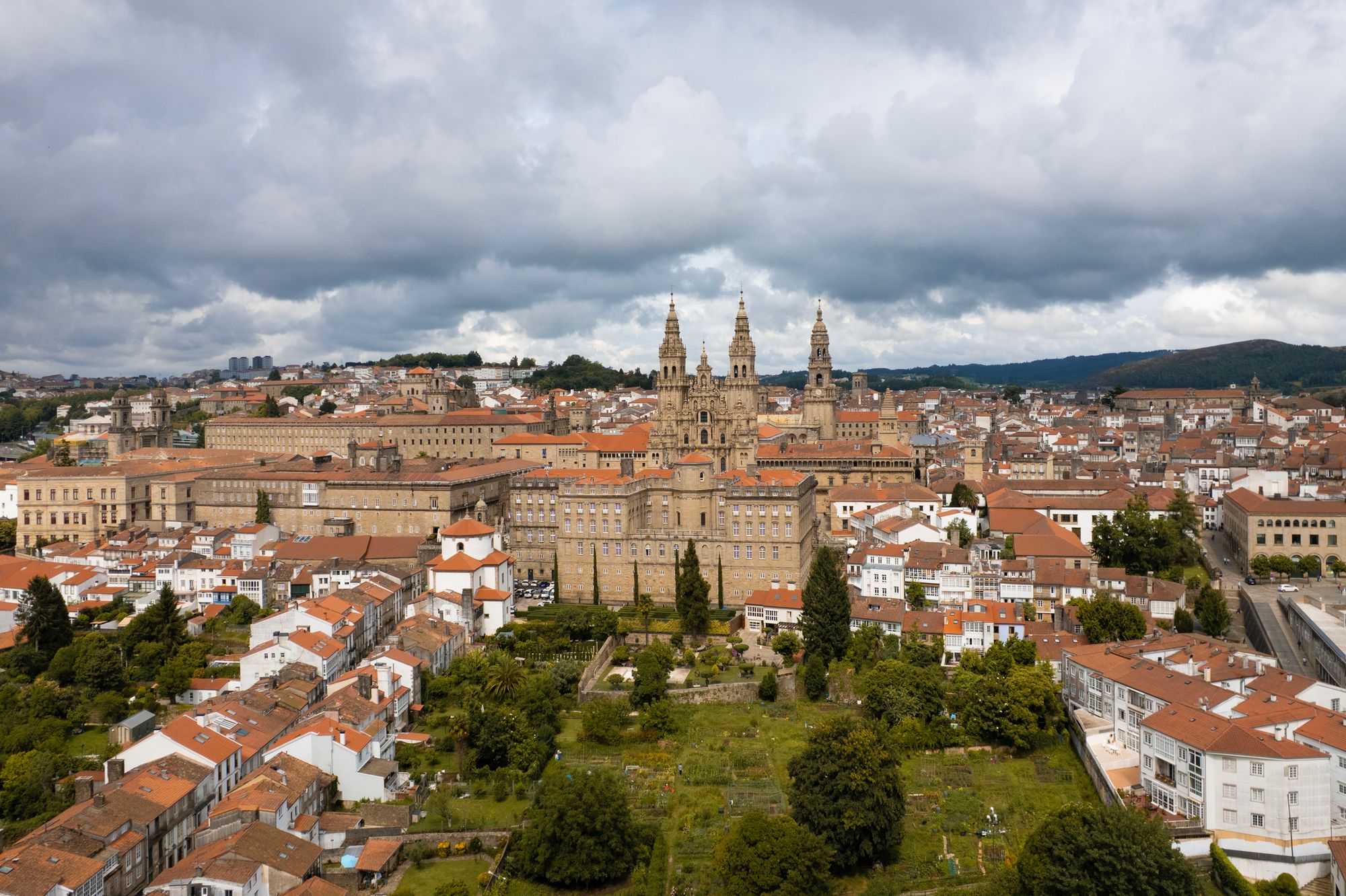Utsikt över Santiago de Compostela i regionen Galicien i Spanien