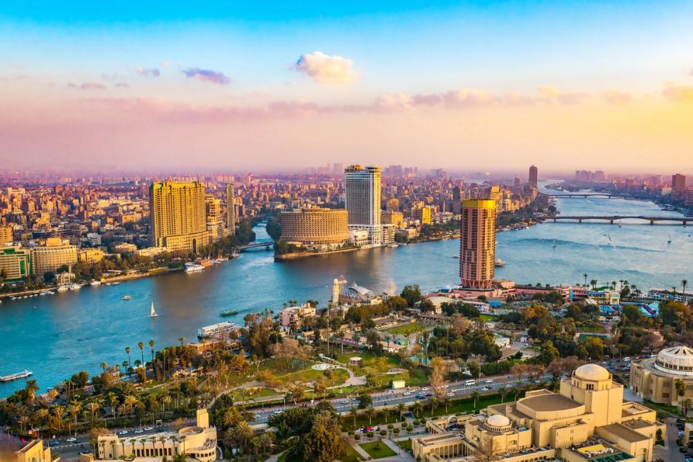 Utsikt over Kairo og Nilen i Egypt