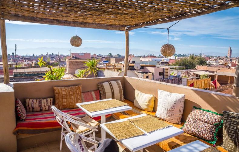 Takterrasse med utsikt over Marrakech