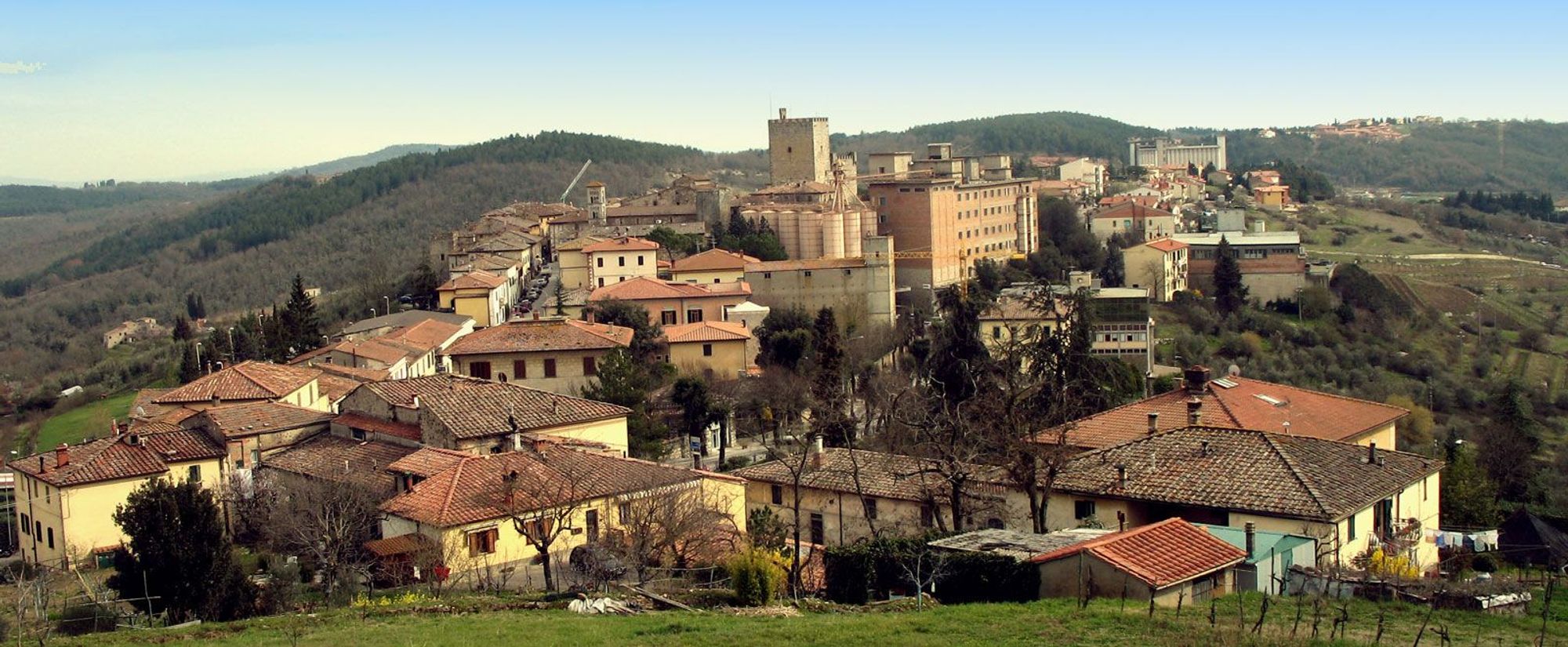 Udsigt over Castellina in Chianti og vinmarkerne i Toscana i Italien