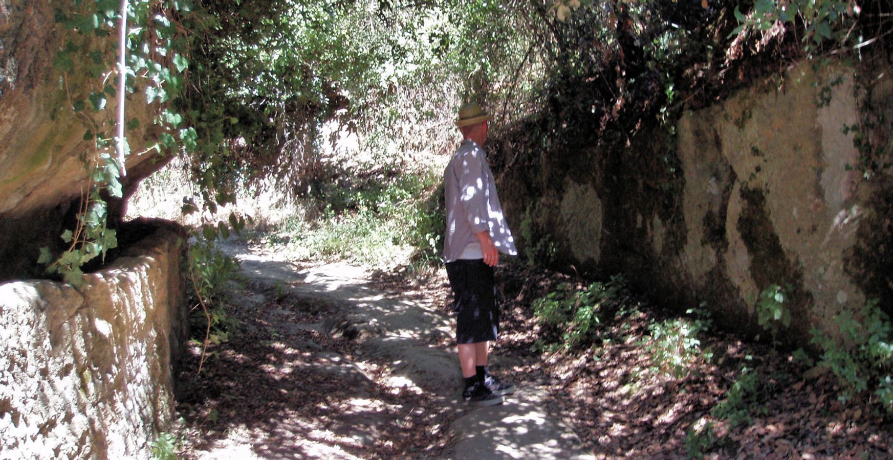 På tur langs de kendte stier "vie di cave" omkring Pitigliano i Toscana