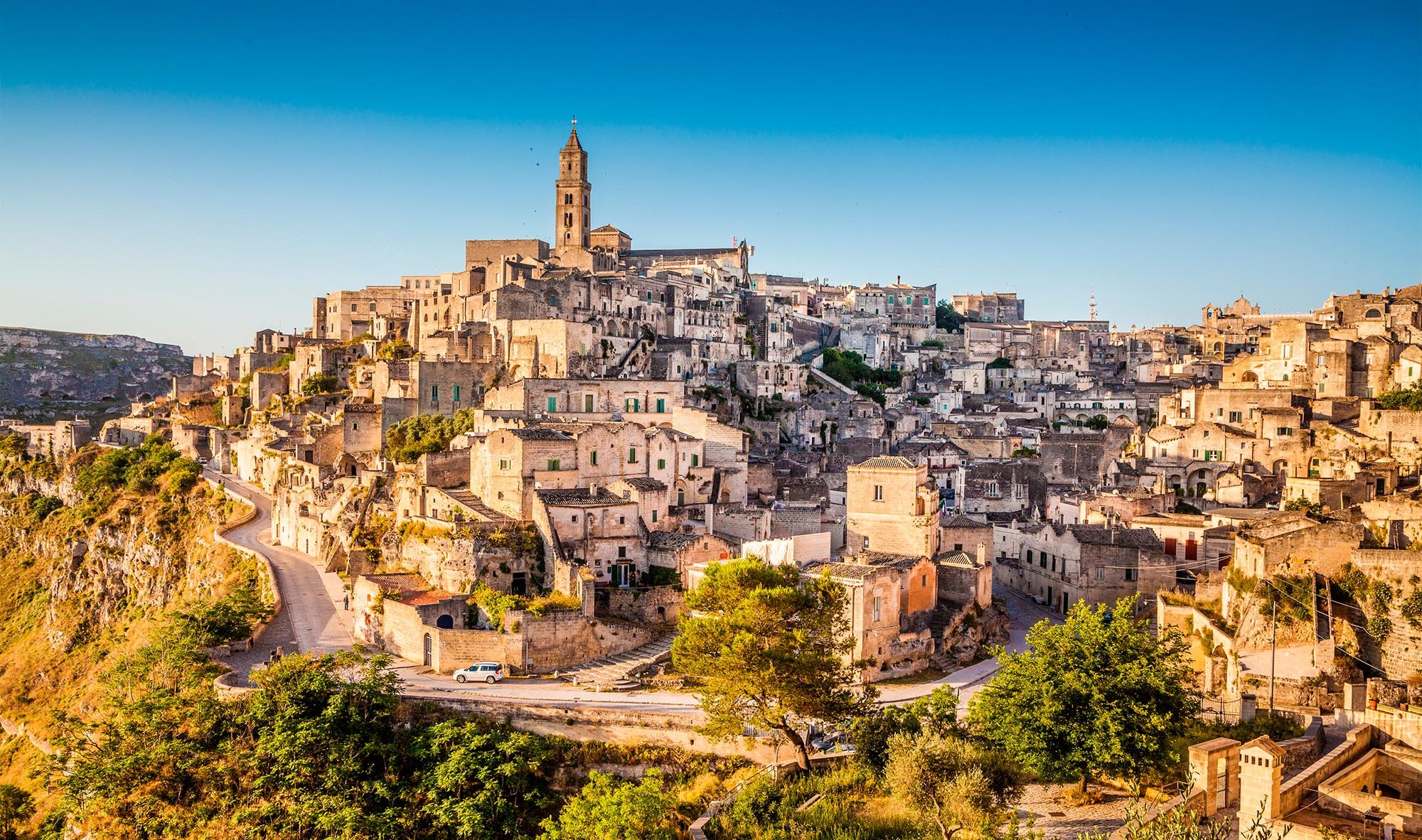 Utsikt over den historiske byen Matera i Basilicata-regionen i Sør-Italia