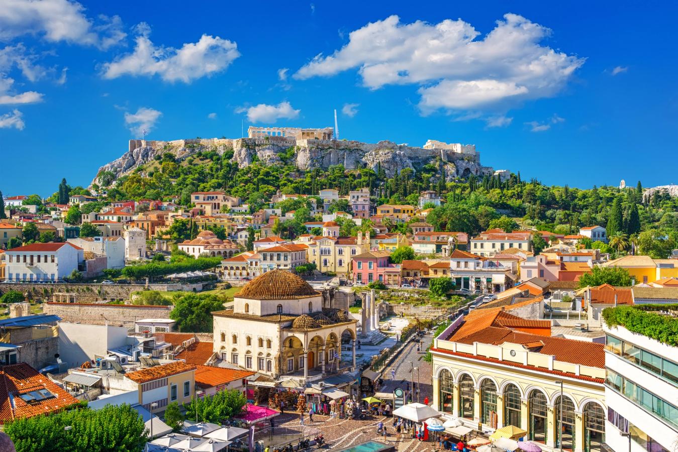 Utsikt over Plaka og Akropolis i Athen