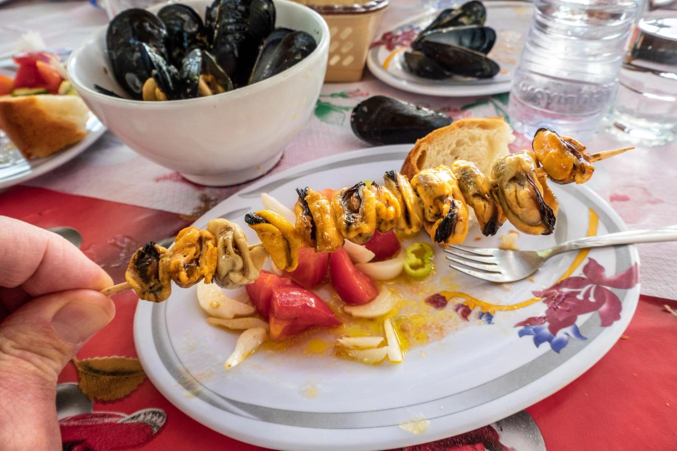 Nyt ferske blåskjell og blåskjellspyd på ferie i Albania