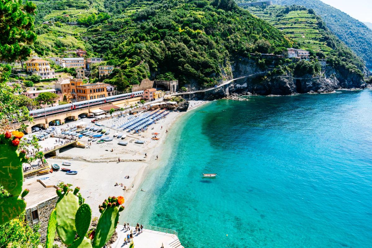 Stranden i Monterosso, Cinque Terre, Italia