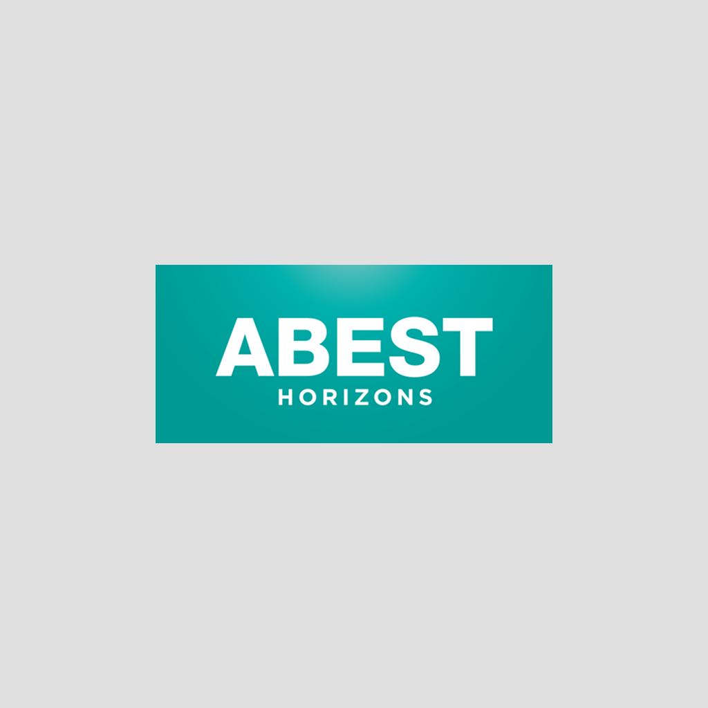 Logo de la marque ABEST HORIZONS sur fond turquoise