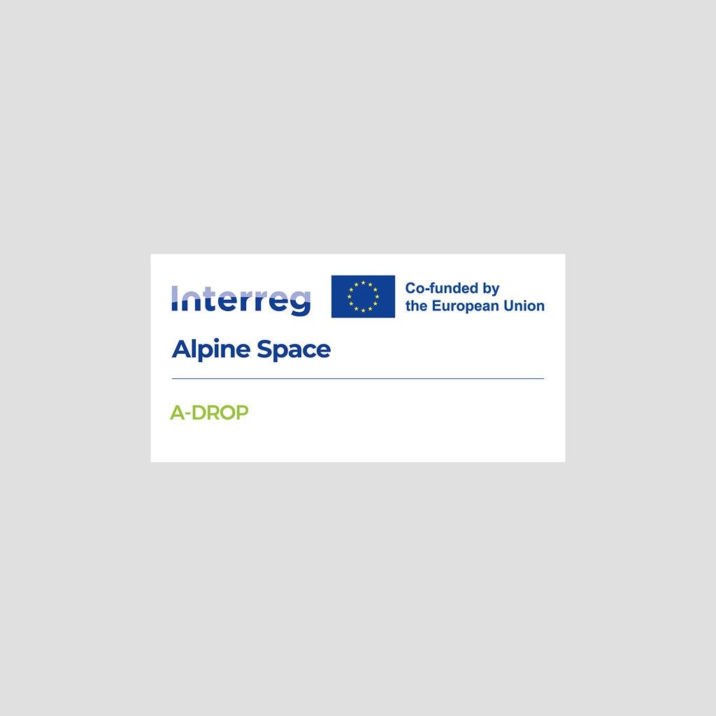 Logo du programme européen Interreg Alpine Space pour le projet A-DROP, cofinancé par l'Union européenne