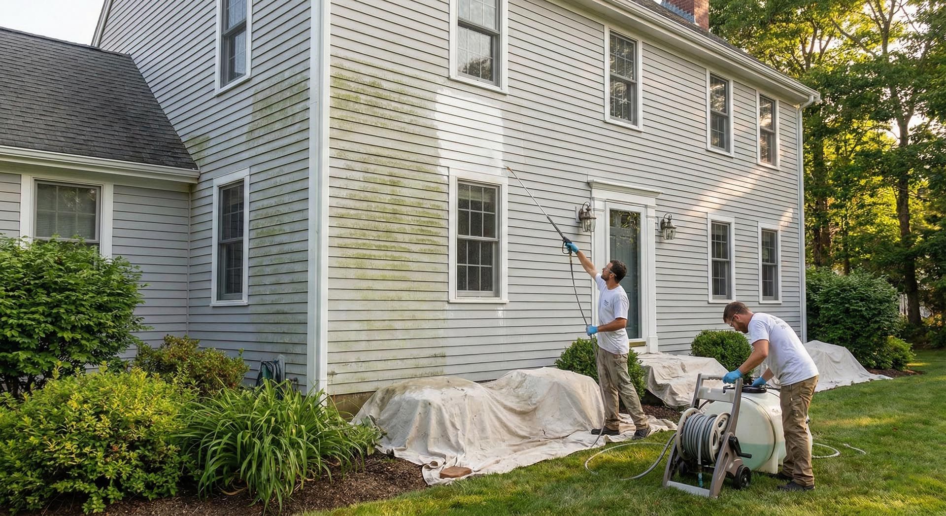 Nelson Painting is a painting contractor that provides soft washing for siding, roofs, and cedar shingles across Plymouth County, Barnstable County, and Bristol County