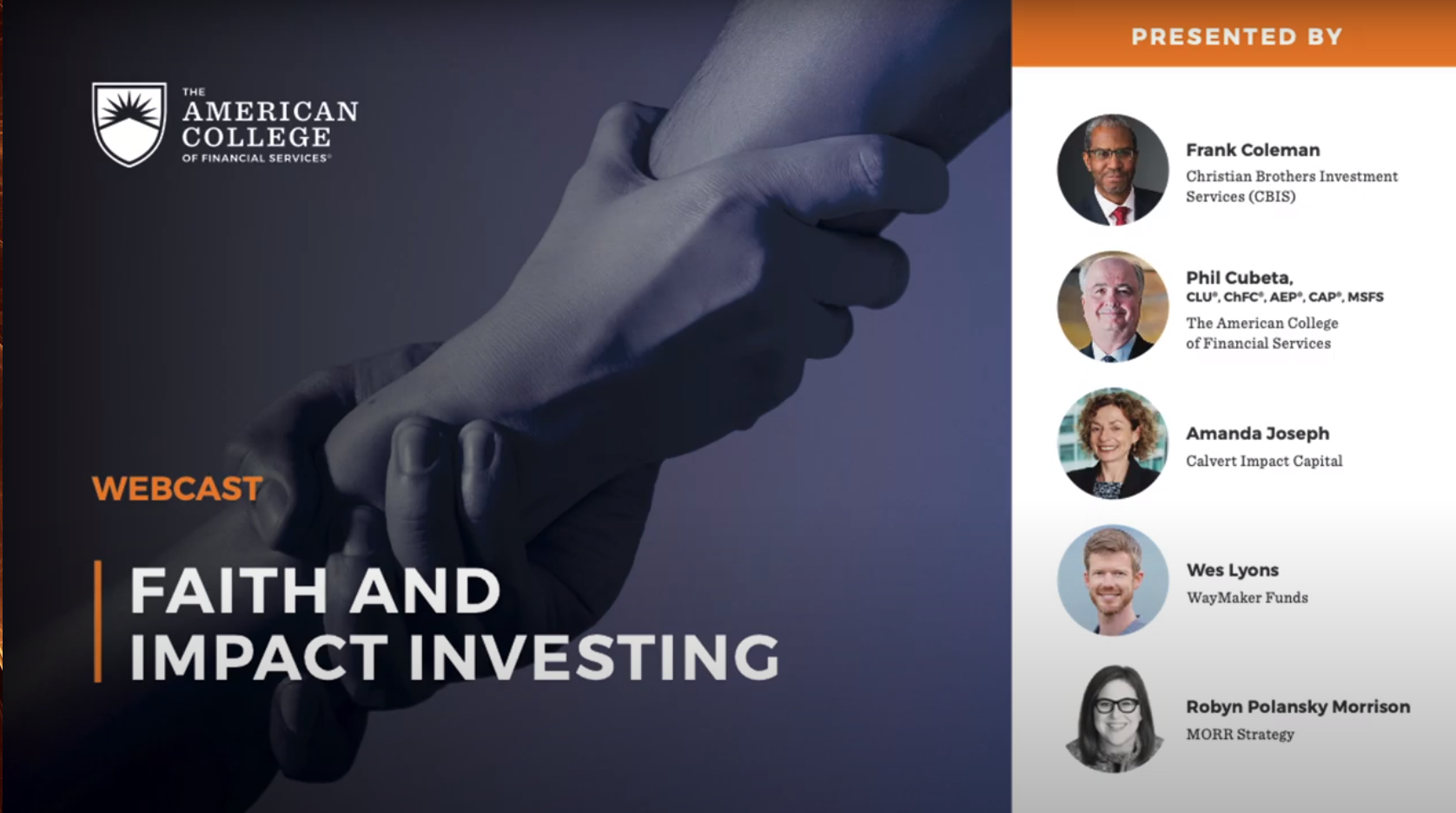 American College: Faith and Impact Investing Webinar