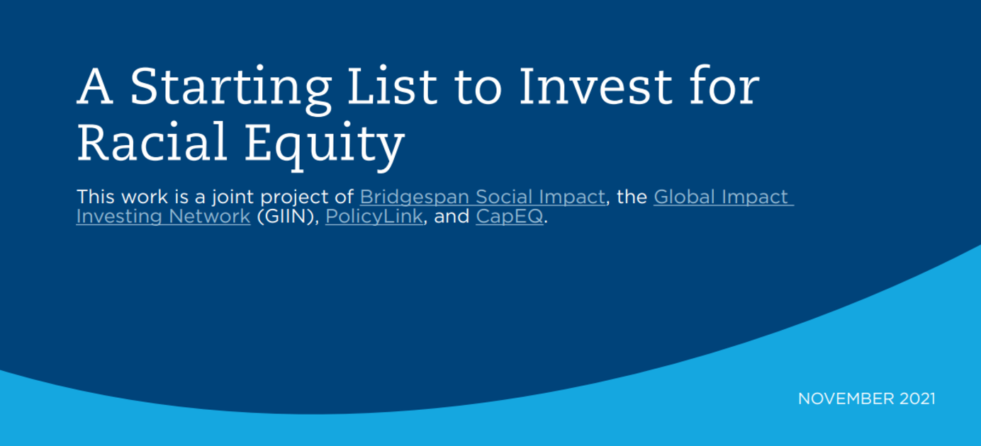 Getting Money off the Sidelines: A Starting List to Invest for Racial Equity
