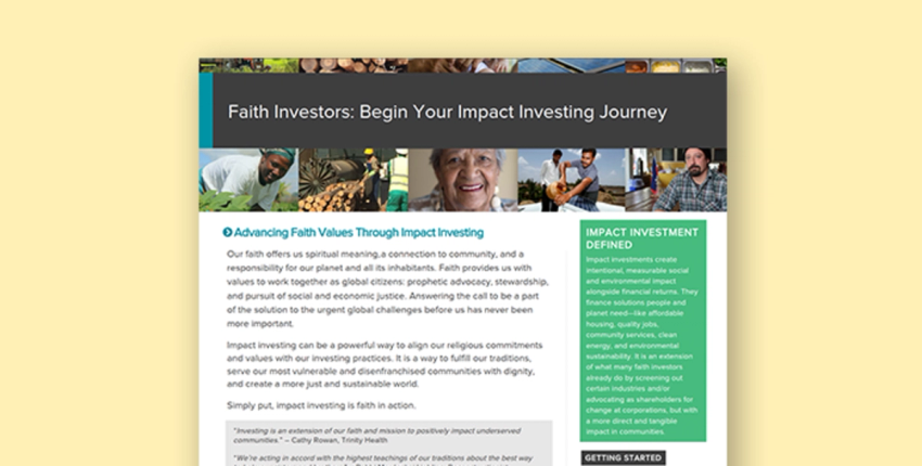 Faith Investors: Begin Your Impact Investing Journey