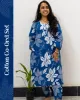 Blue floral pure cotton co-ord set for women with lace v-neck, matching pants, and side pocket – SutiSaaj