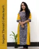 Woman wearing pink sequin thread cotton kurti styled for daily elegance