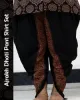 Woman wearing Ajrakh Dhoti Pant Shirt Set with printed shirt and black dhoti pants